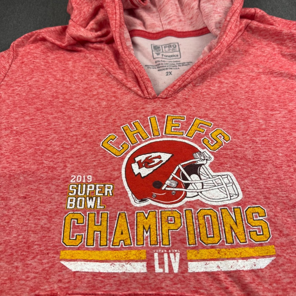 NFL Pro Line Fanatics Kansas City Chiefs 2019 Super Bowl LIV Champions Hoodie 2X
